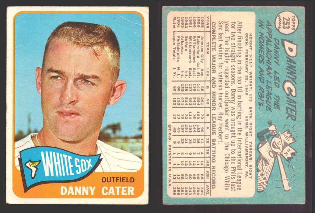 1965 Topps Baseball Trading Card You Pick Singles #200-#299 VG/EX #	253 Danny Cater - Chicago White Sox (creased)  - TvMovieCards.com