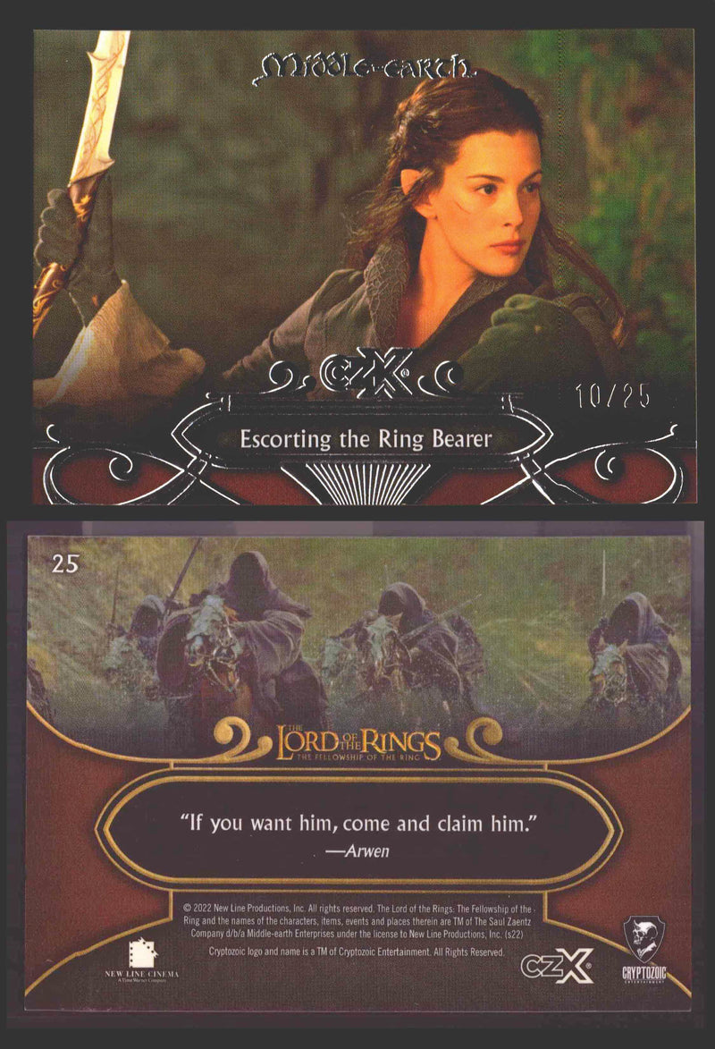 2022 Cryptozoic CZX Middle Earth Silver Parallel Base Card Singles 1-50 #/25 25 Escorting the Ring Bearer - TvMovieCards.com