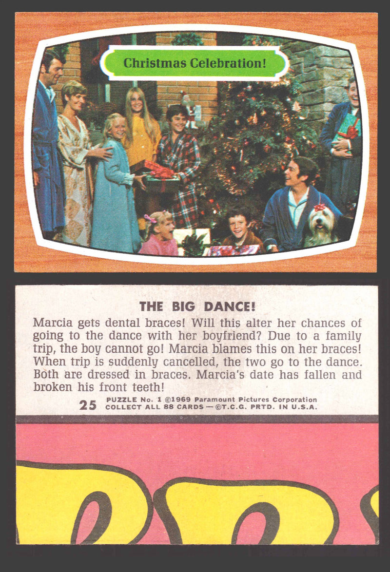 1971 The Brady Bunch Topps Vintage Trading Card You Pick Singles #1-#88 # 25 Christmas Celebration! (scratched front / soft corners) - TvMovieCards.com