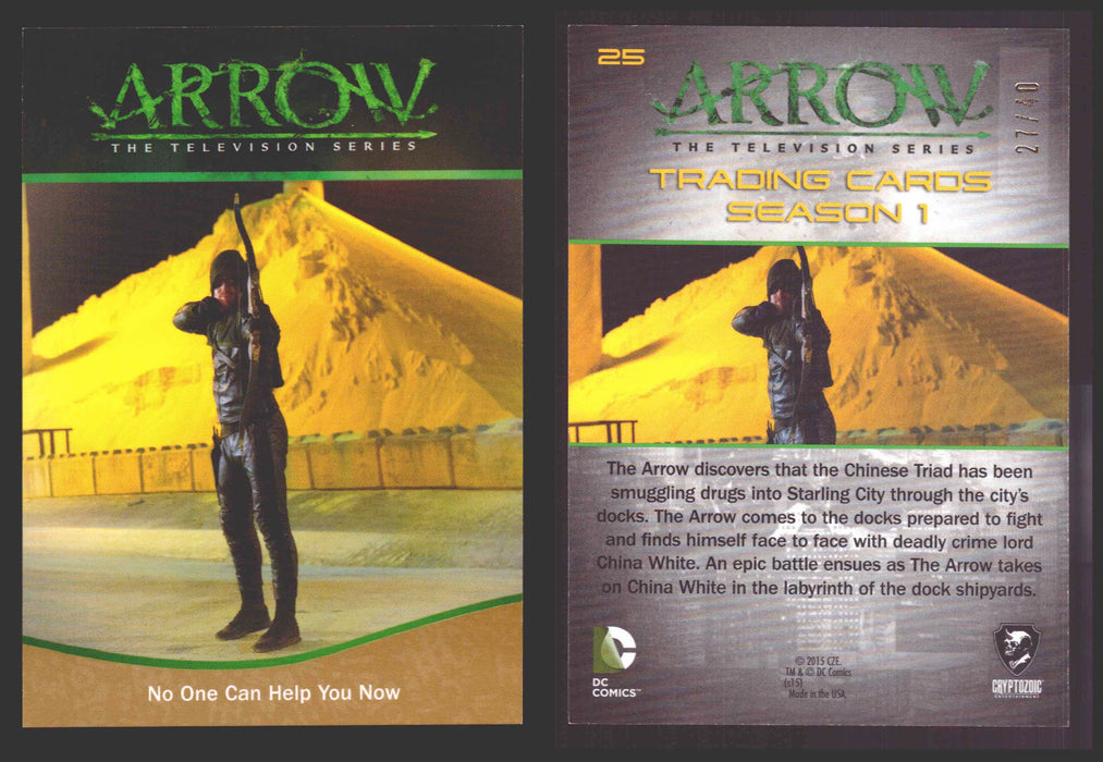 Arrow Season 1 Gold Parallel Base Trading Card You Pick Singles #1-95 xx/40 #	  25   No One Can Help You Now  - TvMovieCards.com