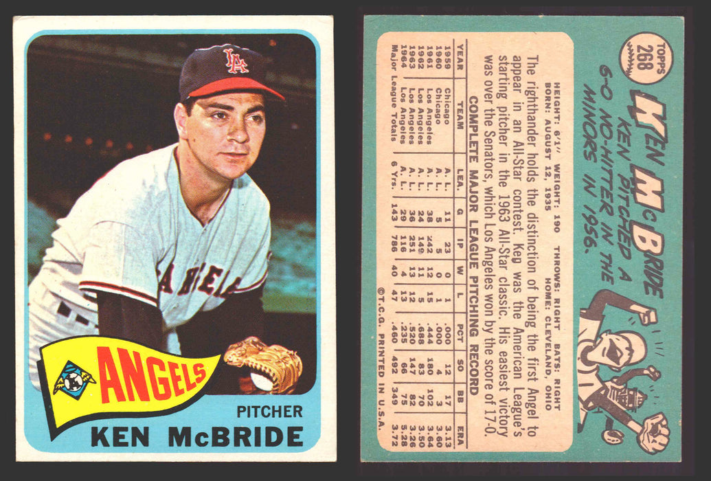 1965 Topps Baseball Trading Card You Pick Singles #200-#299 VG/EX #	268 Ken McBride - Los Angeles Angels  - TvMovieCards.com