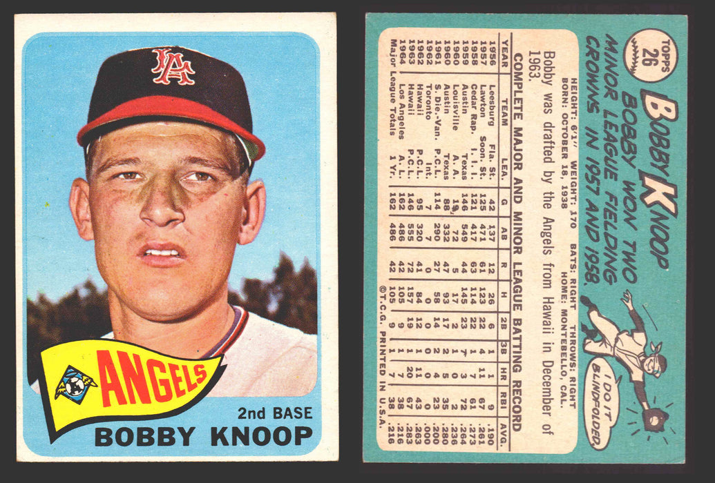1965 Topps Baseball Trading Card You Pick Singles #1-#99 VG/EX #	26 Bobby Knoop - Los Angeles Angels  - TvMovieCards.com