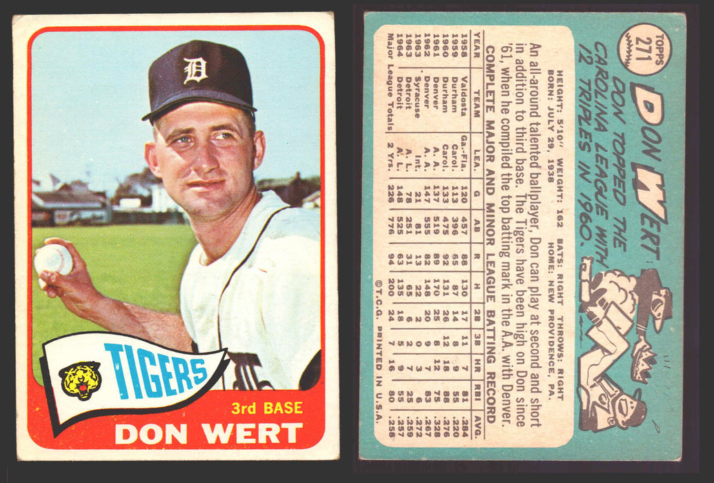 1965 Topps Baseball Trading Card You Pick Singles #200-#299 VG/EX #	271 Don Wert - Detroit Tigers  - TvMovieCards.com