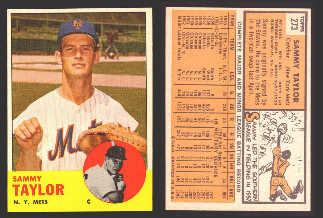 1963 Topps Baseball Trading Card You Pick Singles #200-#299 VG/EX #	273 Sammy Taylor - New York Mets  - TvMovieCards.com