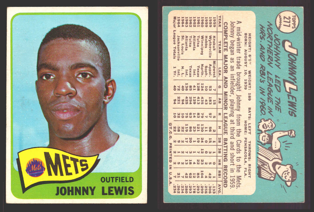 1965 Topps Baseball Trading Card You Pick Singles #200-#299 VG/EX #	277 Johnny Lewis - New York Mets  - TvMovieCards.com
