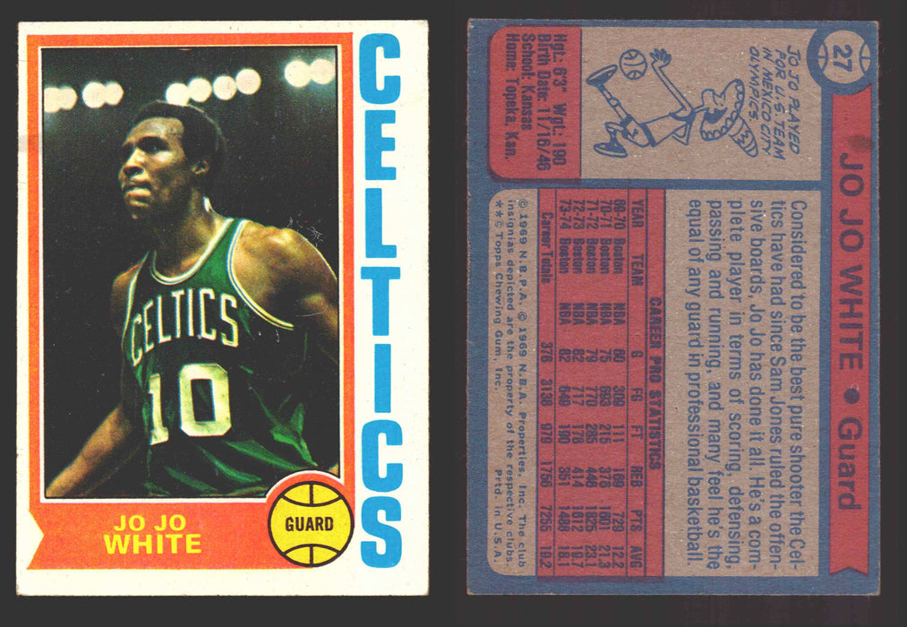 1974-75 Topps Basketball Trading Card You Pick Singles #1-#99 VG/EX #	27 Jo Jo White - Boston Celtics  - TvMovieCards.com