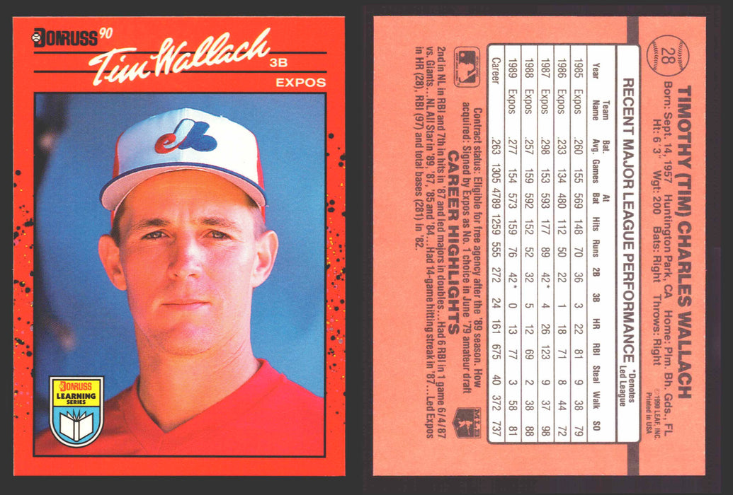 1990 Donruss Baseball Learning Series Trading Card You Pick Singles #1-55 #	28 Tim Wallach  - TvMovieCards.com