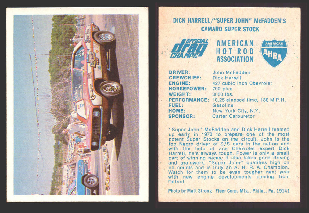 AHRA Official Drag Champs 1971 Fleer Vintage Trading Cards You Pick Singles #1-63 28   Dick Harrell's "Mr. Chevrolet"                   1970 Camaro Funny Car  - TvMovieCards.com