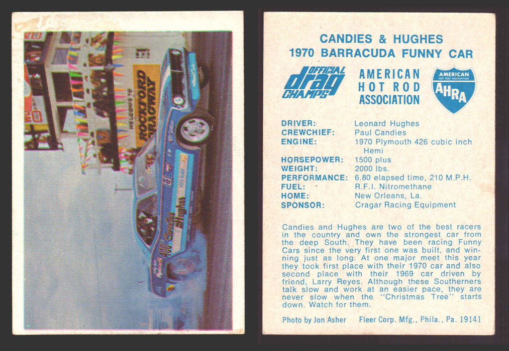 AHRA Official Drag Champs 1971 Fleer Vintage Trading Cards You Pick Singles #1-63 29   Candies & Hughes                                 1970 Barracuda Funny Car  - TvMovieCards.com