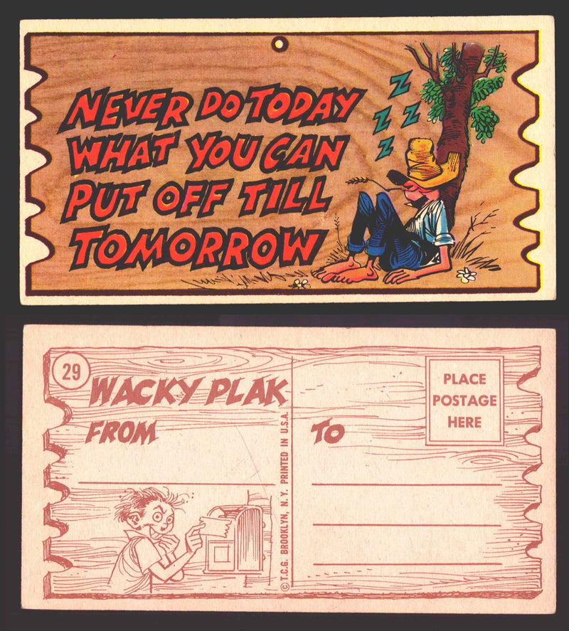 Wacky Plaks 1959 Topps Vintage Trading Cards You Pick Singles #1-88 #	 29   Never do today what you can put off till tomorrow  - TvMovieCards.com