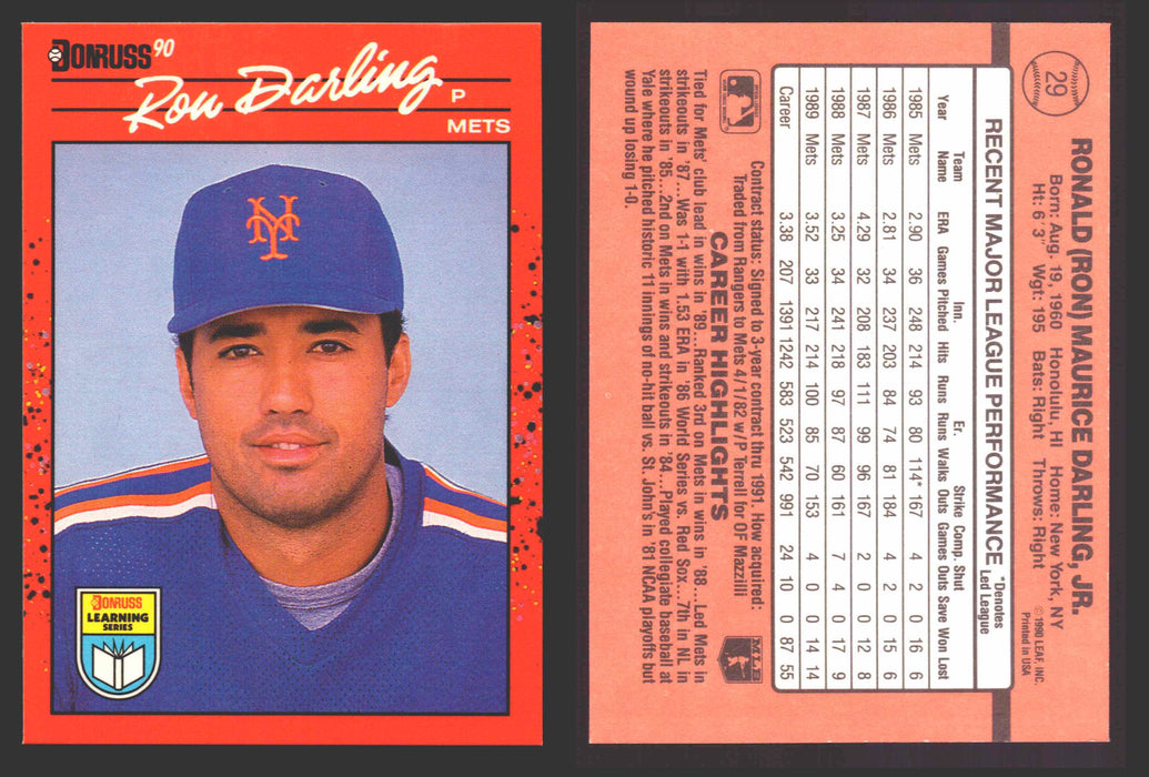 1990 Donruss Baseball Learning Series Trading Card You Pick Singles #1-55 #	29 Ron Darling  - TvMovieCards.com