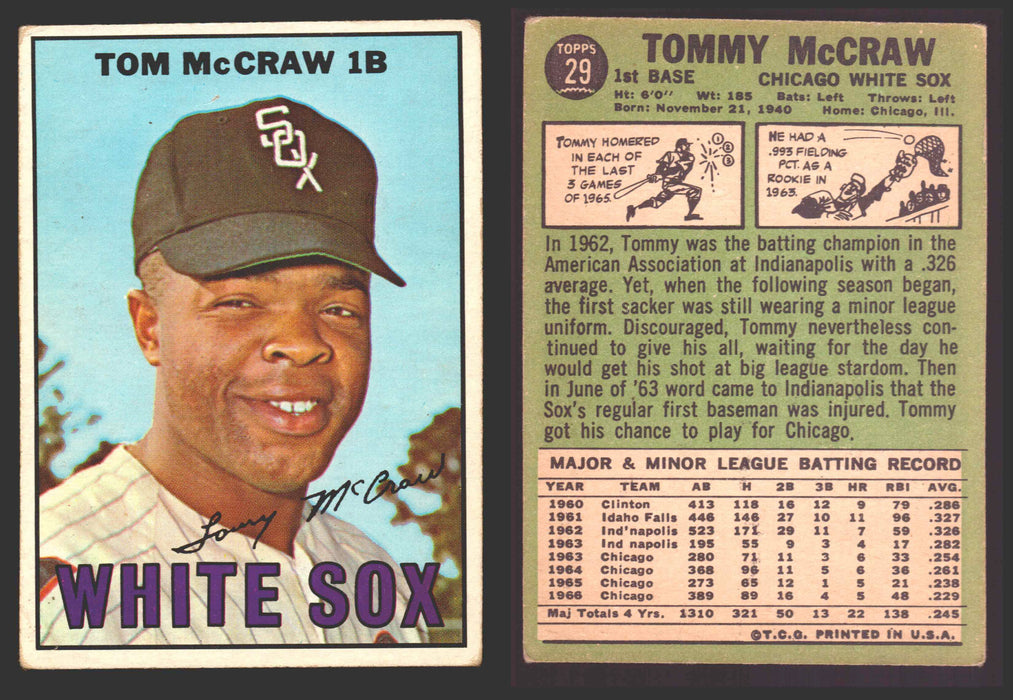 1967 Topps Baseball Trading Card You Pick Singles #1-#99 VG/EX #	29 Tommy McCraw - Chicago White Sox  - TvMovieCards.com