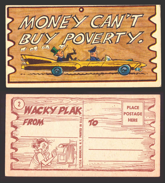 Wacky Plaks 1959 Topps Vintage Trading Cards You Pick Singles #1-88 #	  2   Money can't buy poverty  - TvMovieCards.com