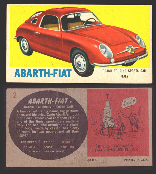 1961 Topps Sports Cars (Gray Back) Vintage Trading Cards #1-#66 You Pick Singles #2   Abarth-Fiat  - TvMovieCards.com
