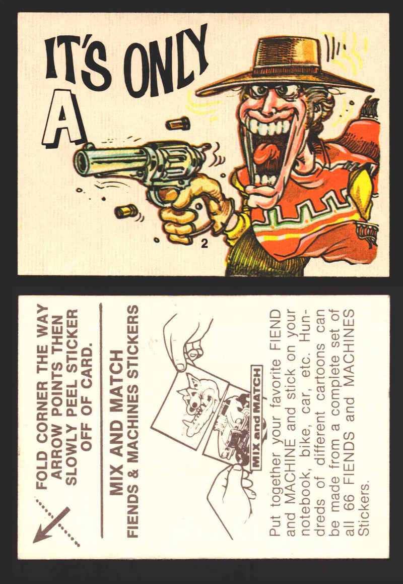 1970 Fiends and Machines Stickers Trading Card You Pick Singles #1-66 Donruss 2	Its Only A  - TvMovieCards.com