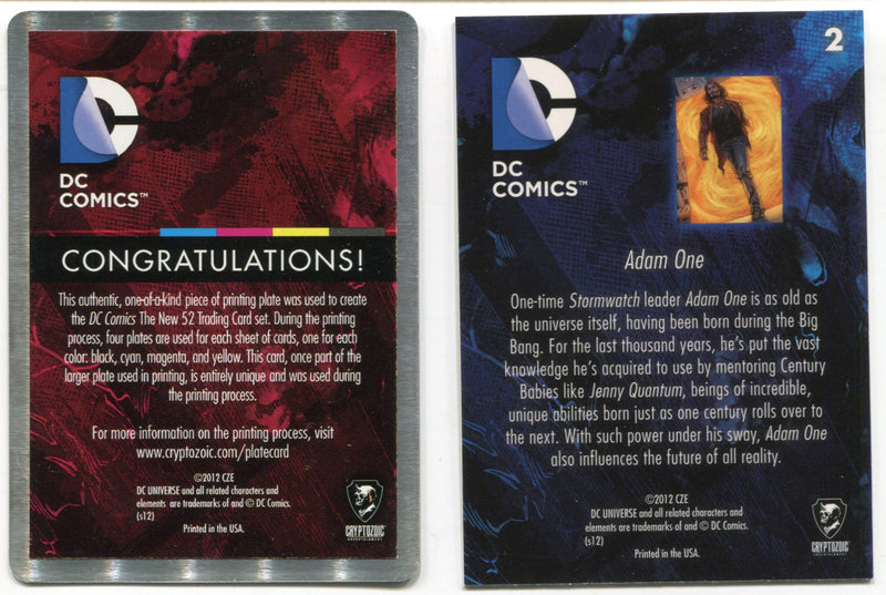2012 DC Comics The New 52 Base Card Printing Plate #2 Adam One 1/1 Magenta   - TvMovieCards.com