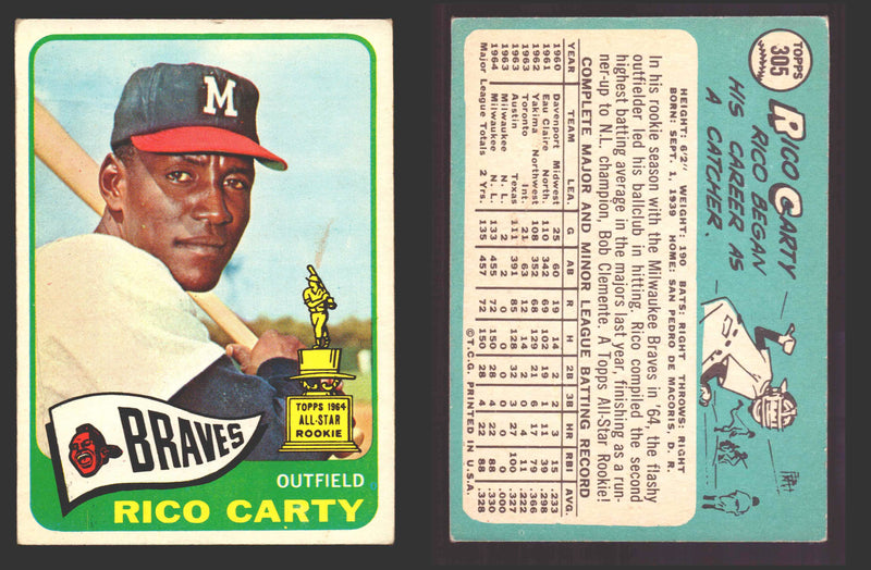 1965 Topps Baseball Trading Card You Pick Singles #300-#399 VG/EX   - TvMovieCards.com