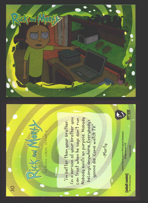 Rick and Morty Season 1 Base Foil Parallel Trading Card You Pick Singles #1-45 #	30  - TvMovieCards.com