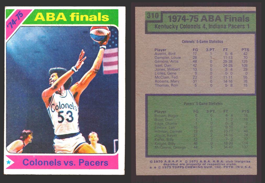 1975-76 Topps Basketball Trading Card You Pick Singles #1-#310 VG/EX #	310 1974-75 ABA Finals - Colonels vs. Pacers  - TvMovieCards.com