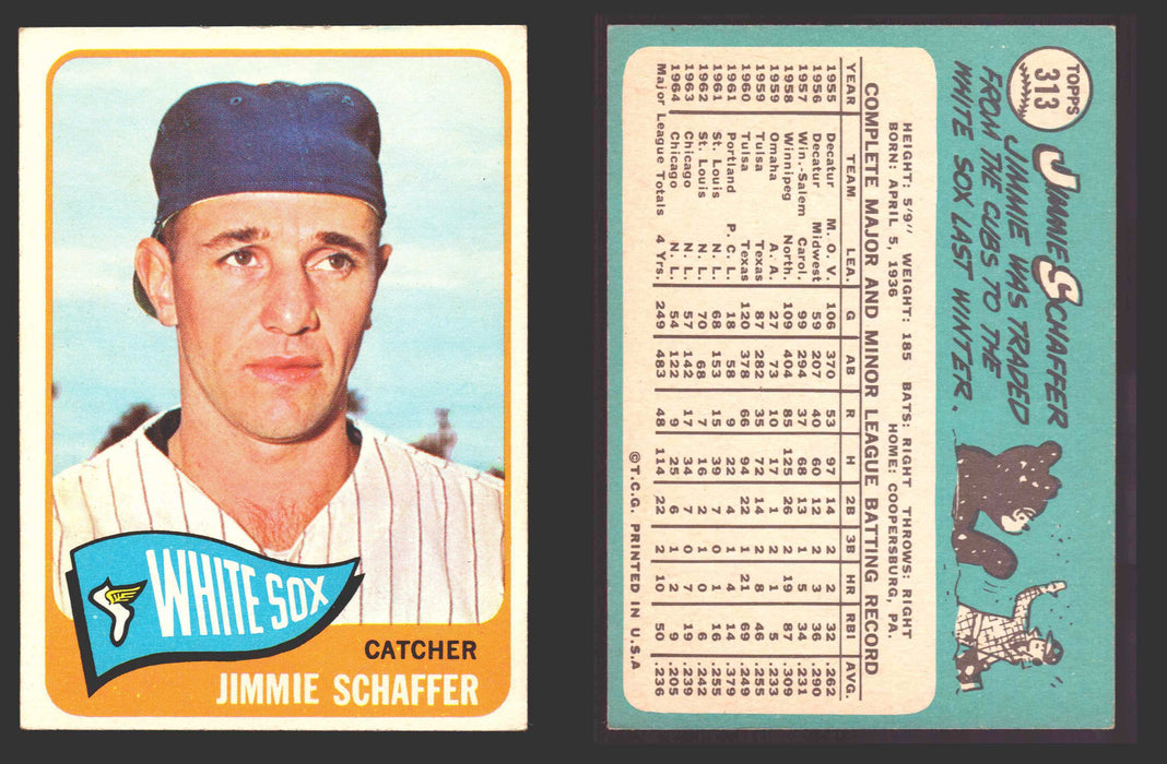 1965 Topps Baseball Trading Card You Pick Singles #300-#399 VG/EX #	313 Jimmie Schaffer - Chicago White Sox  - TvMovieCards.com