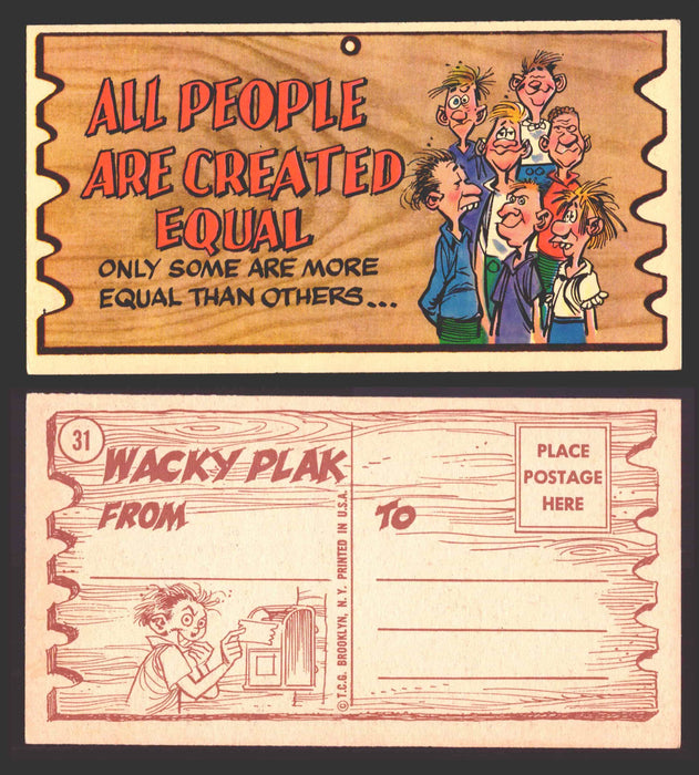 Wacky Plaks 1959 Topps Vintage Trading Cards You Pick Singles #1-88 #	 31   All people are created equal - only some are more equal than others  - TvMovieCards.com