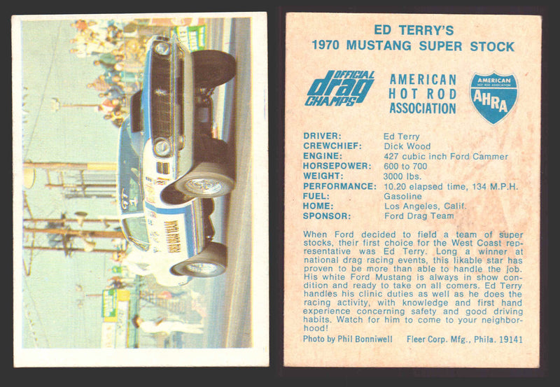 AHRA Official Drag Champs 1971 Fleer Vintage Trading Cards You Pick Singles #1-63 31   Ed Terry's                                       1970 Mustang Super Stock  - TvMovieCards.com