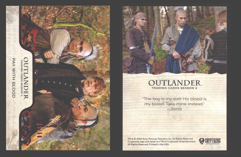 2020 Outlander Season 4 Red Foil Parallel Base Card You Pick Singles XX/50 31 Pay With Blood - TvMovieCards.com