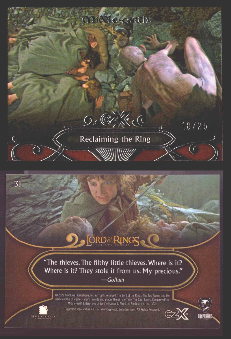 2022 Cryptozoic CZX Middle Earth Silver Parallel Base Card Singles 1-50 #/25 31 Reclaiming the Ring - TvMovieCards.com