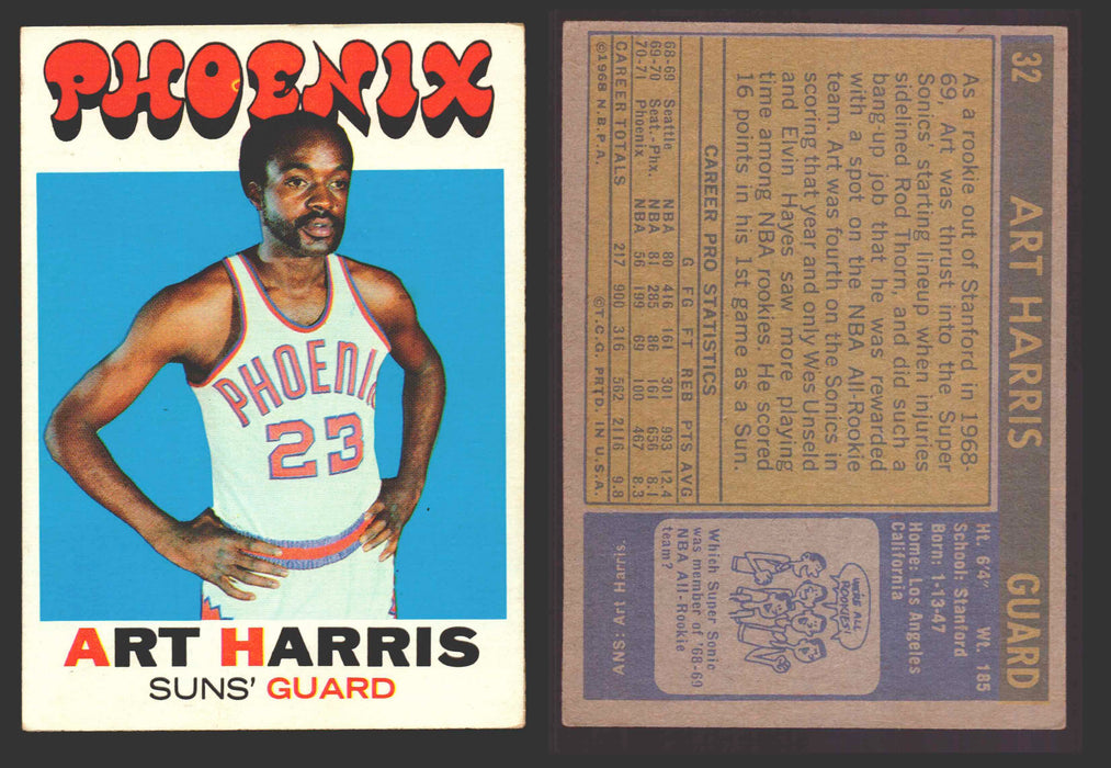 1970-71 Topps Basketball Trading Card You Pick Singles #1-#151 VG/EX #	32 Art Harris - Phoenix Suns  - TvMovieCards.com