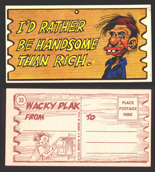 Wacky Plaks 1959 Topps Vintage Trading Cards You Pick Singles #1-88 #	 33   I'd rather be handsome than rich  - TvMovieCards.com