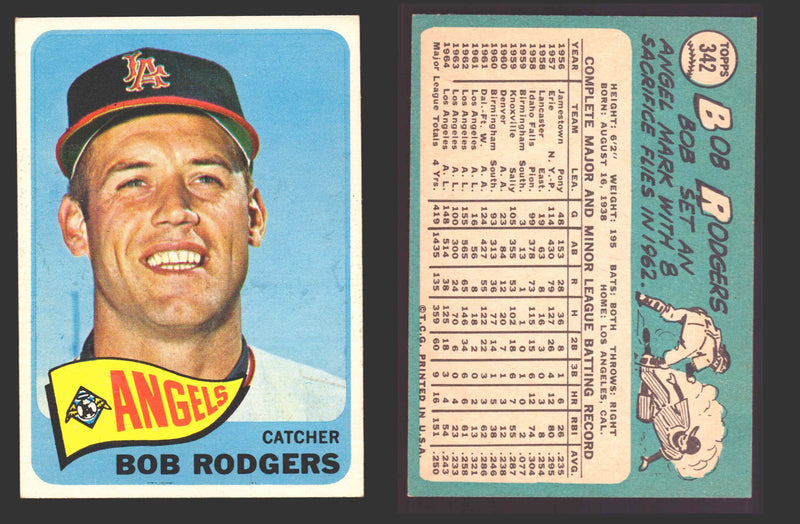 1965 Topps Baseball Trading Card You Pick Singles #300-#399 VG/EX #	342 Bob Rodgers - Los Angeles Angels  - TvMovieCards.com