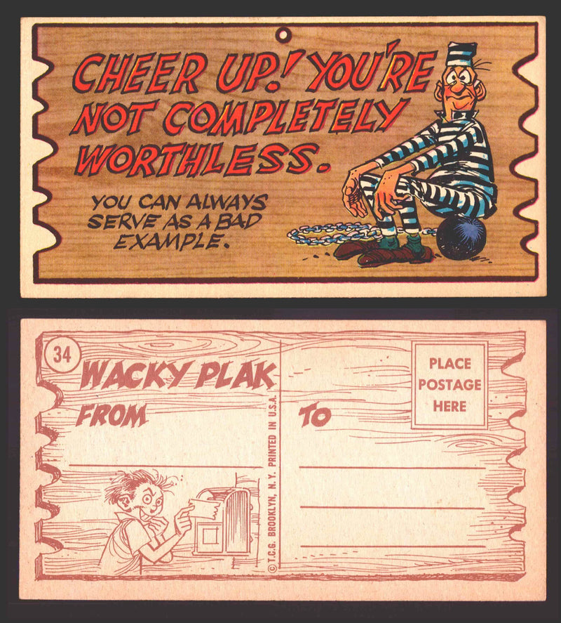 Wacky Plaks 1959 Topps Vintage Trading Cards You Pick Singles #1-88 #	 34   Cheer up! You're not completely worthless - You can always serve as a bad example  - TvMovieCards.com