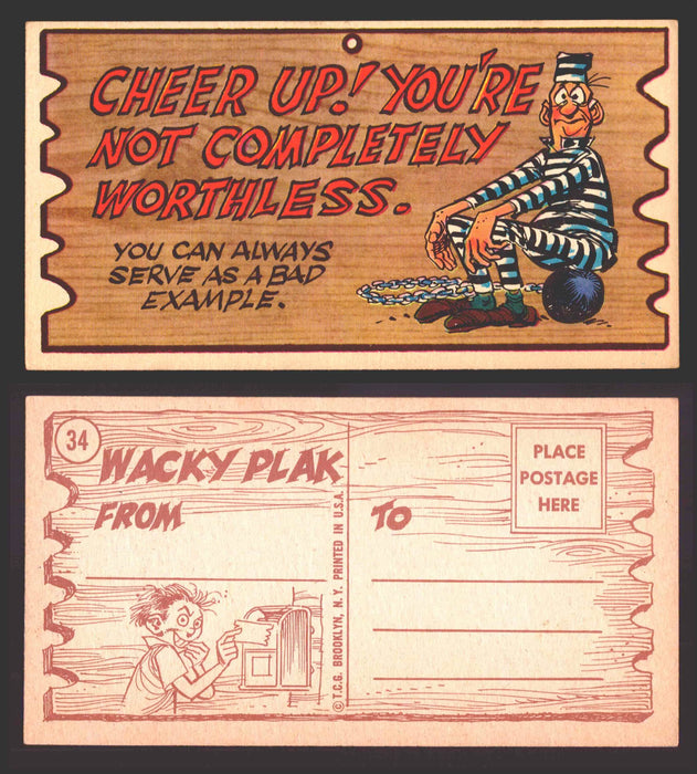 Wacky Plaks 1959 Topps Vintage Trading Cards You Pick Singles #1-88 #	 34   Cheer up! You're not completely worthless - You can always serve as a bad example  - TvMovieCards.com