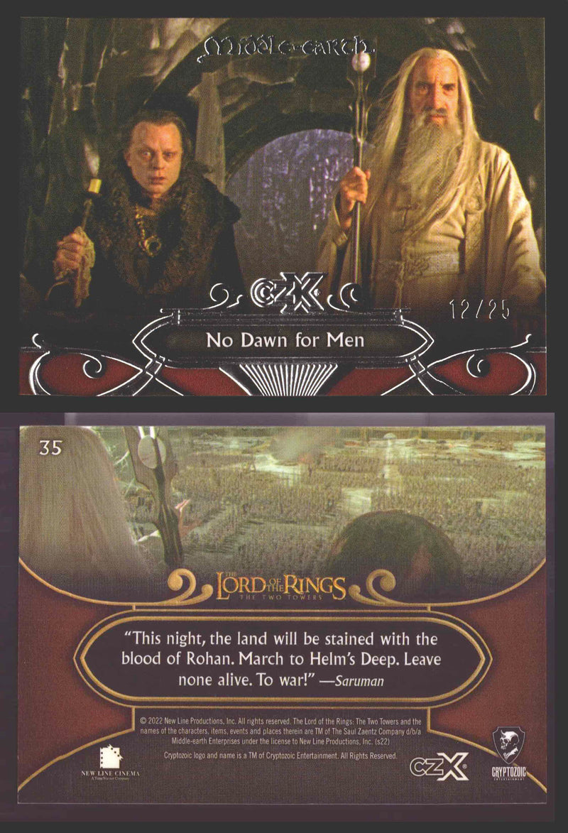 2022 Cryptozoic CZX Middle Earth Silver Parallel Base Card Singles 1-50 #/25 35 No Dawn for Men - TvMovieCards.com