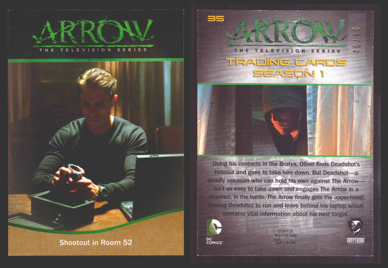Arrow Season 1 Gold Parallel Base Trading Card You Pick Singles #1-95 xx/40 #	  35   Shootout in Room 52  - TvMovieCards.com