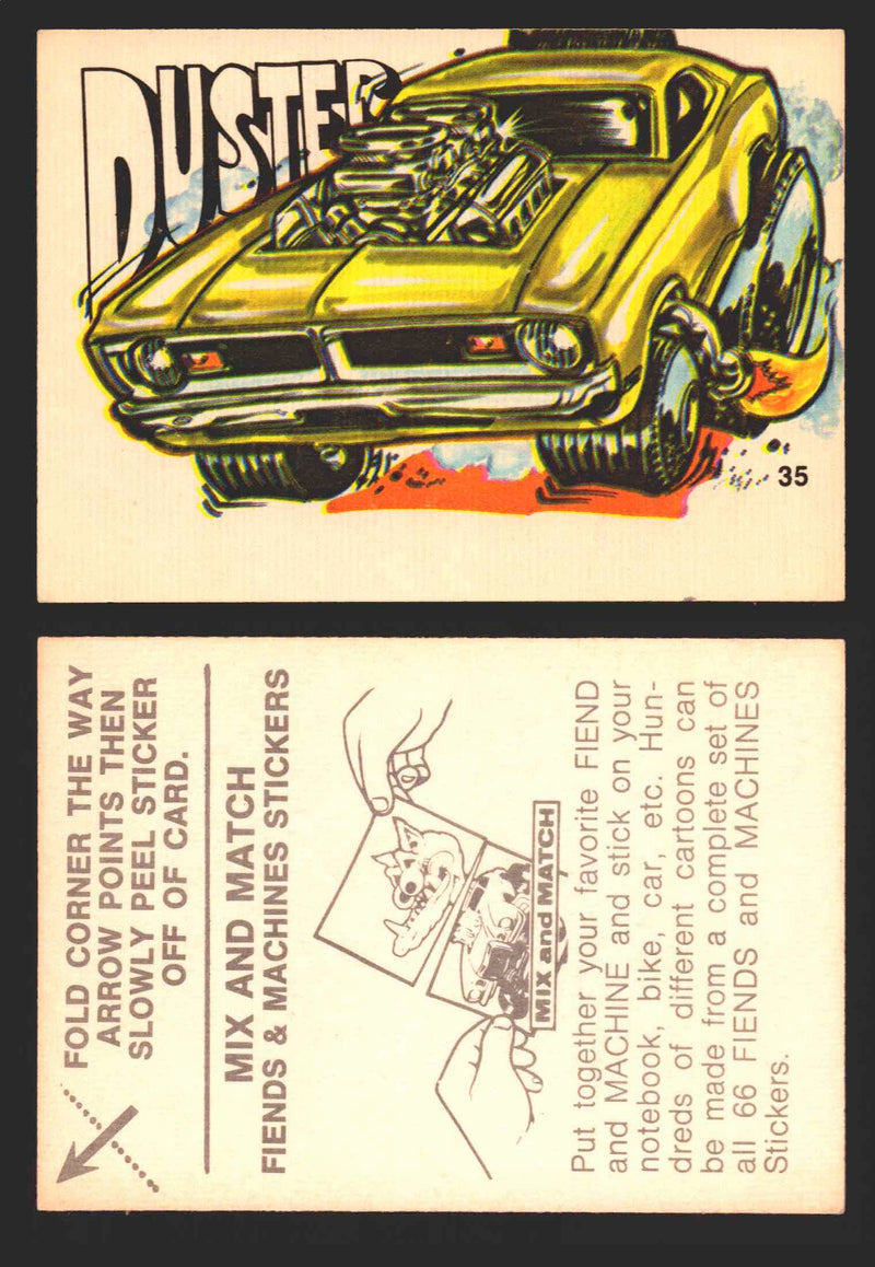 1970 Fiends and Machines Stickers Trading Card You Pick Singles #1-66 Donruss 35	Duster  - TvMovieCards.com