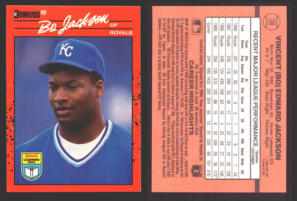 1990 Donruss Baseball Learning Series Trading Card You Pick Singles #1-55 #	38 Bo Jackson  - TvMovieCards.com