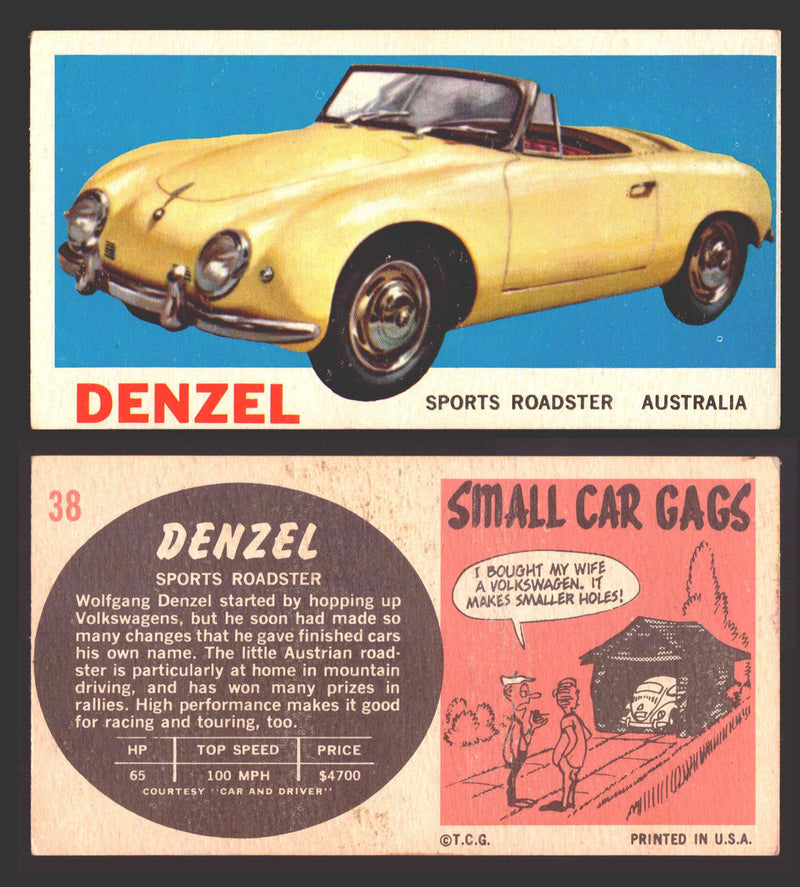 1961 Topps Sports Cars (White Back) Vintage Trading Cards #1-#66 You Pick Singles #38   Denzel  - TvMovieCards.com