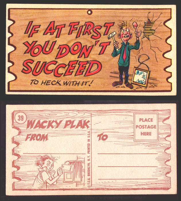 Wacky Plaks 1959 Topps Vintage Trading Cards You Pick Singles #1-88 #	 39   If at first you don't succeed - to heck with it!  - TvMovieCards.com