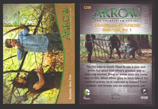 Arrow Season 1 Gold Parallel Base Trading Card You Pick Singles #1-95 xx/40 #	 03   Breathe Aim Fire  - TvMovieCards.com
