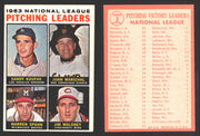 1964 Topps Baseball Trading Card You Pick Singles #1-#99 VG/EX #	3 1963 NL Pitching Leaders - Sandy Koufax / Juan Marichal / Warren Spahn / Jim Maloney  - TvMovieCards.com