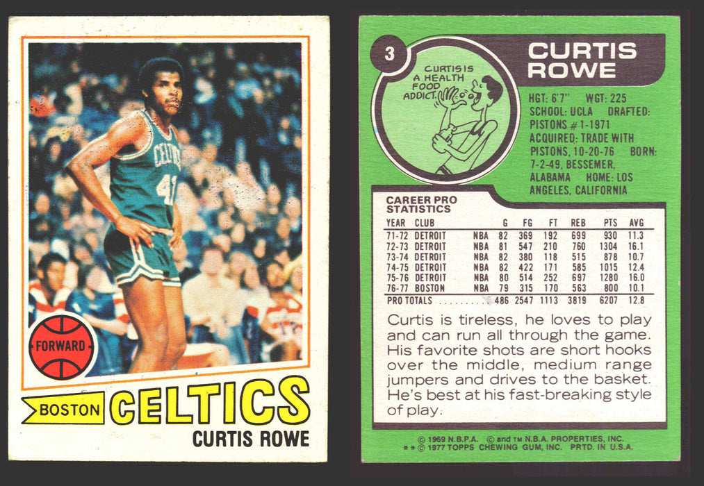 1977-78 Topps Basketball Trading Card You Pick Singles #1-#132 VG/EX #	3 Curtis Rowe - Boston Celtics  - TvMovieCards.com