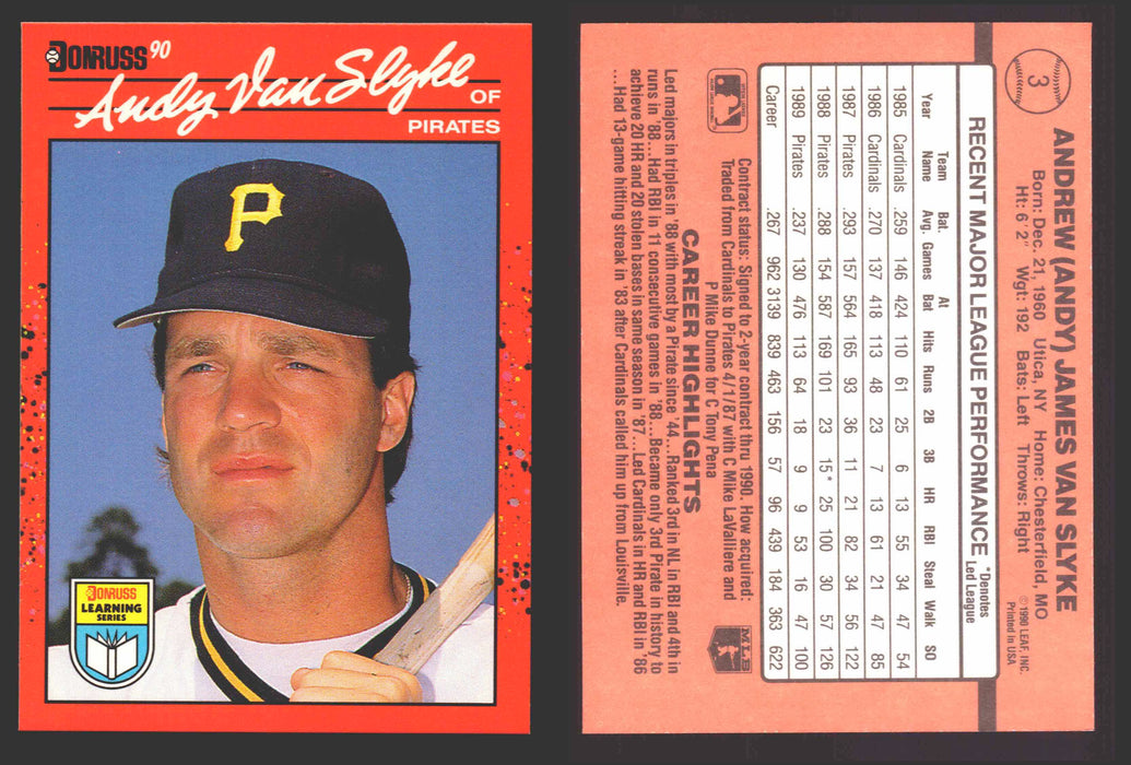 1990 Donruss Baseball Learning Series Trading Card You Pick Singles #1-55 #	3 Andy Van Slyke  - TvMovieCards.com