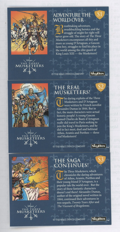 Three Musketeers Movie Foil Chase Card Set 3 Cards S1 thru S3 Skybox 1993 - TvMovieCards.com