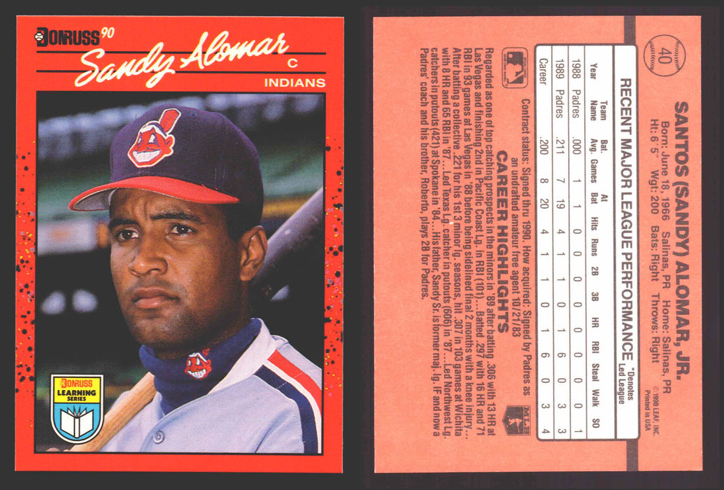 1990 Donruss Baseball Learning Series Trading Card You Pick Singles #1-55 #	40 Sandy Alomar  - TvMovieCards.com