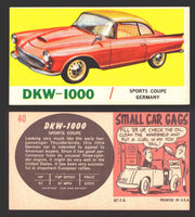 1961 Topps Sports Cars (White Back) Vintage Trading Cards #1-#66 You Pick Singles #40   DKW-I000  - TvMovieCards.com