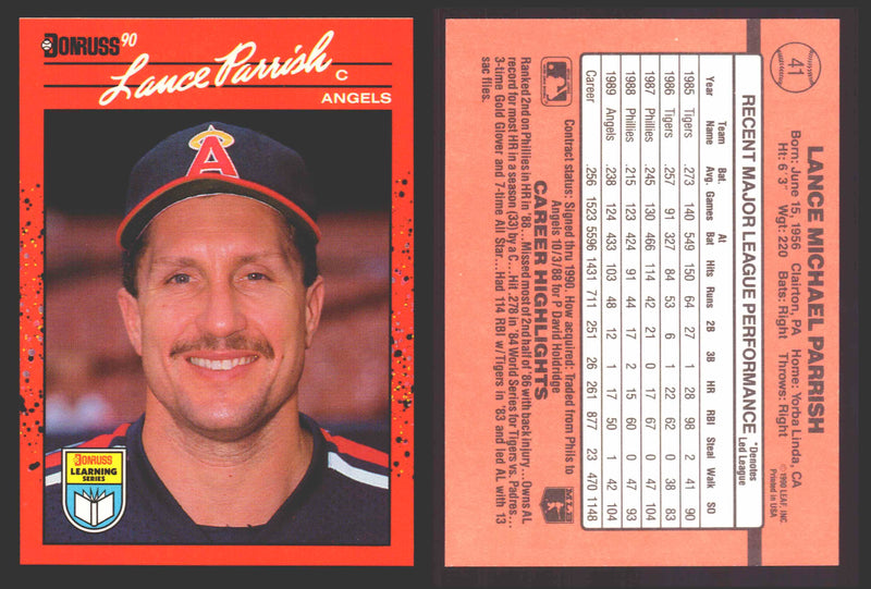 1990 Donruss Baseball Learning Series Trading Card You Pick Singles #1-55 #	41 Lance Parrish  - TvMovieCards.com