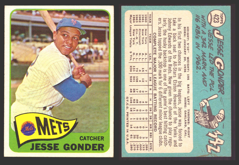 1965 Topps Baseball Trading Card You Pick Singles #400-#499 VG/EX #	423 Jesse Gonder - New York Mets  - TvMovieCards.com