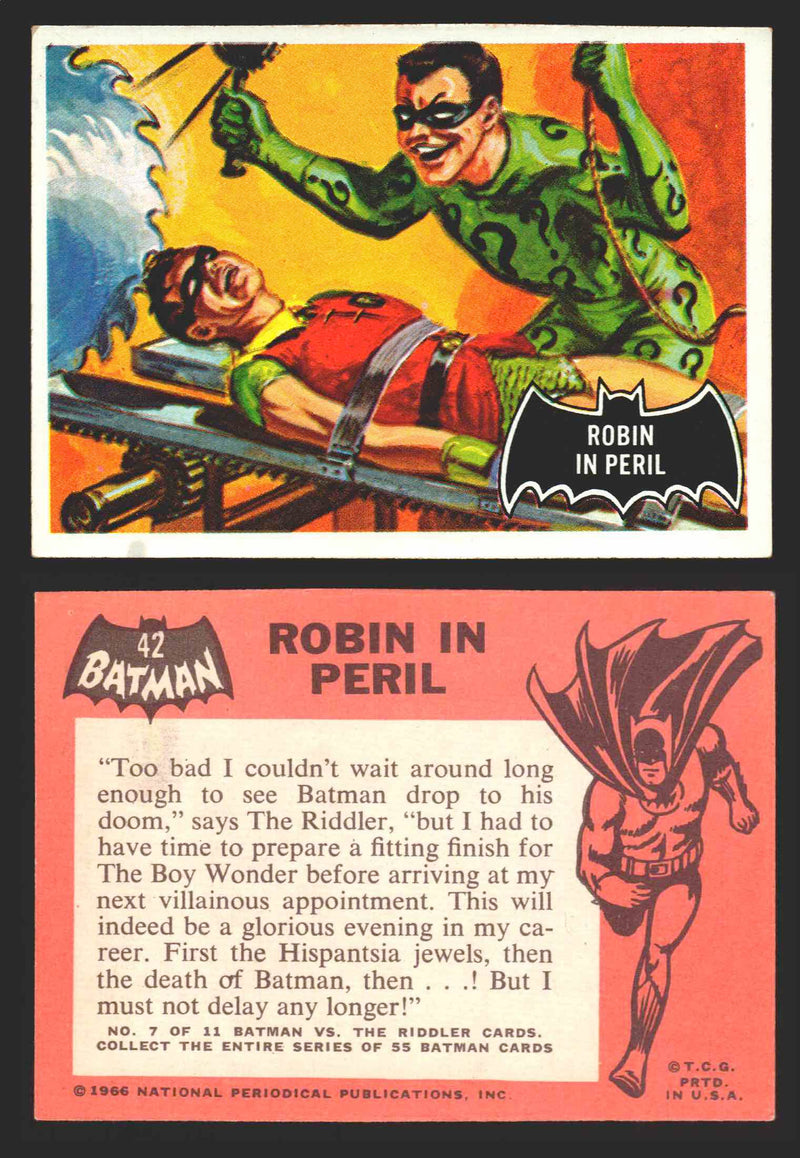 1966 Batman (Black Bat) Vintage Trading Card You Pick Singles #1-55 #	 42   Robin in Peril  - TvMovieCards.com