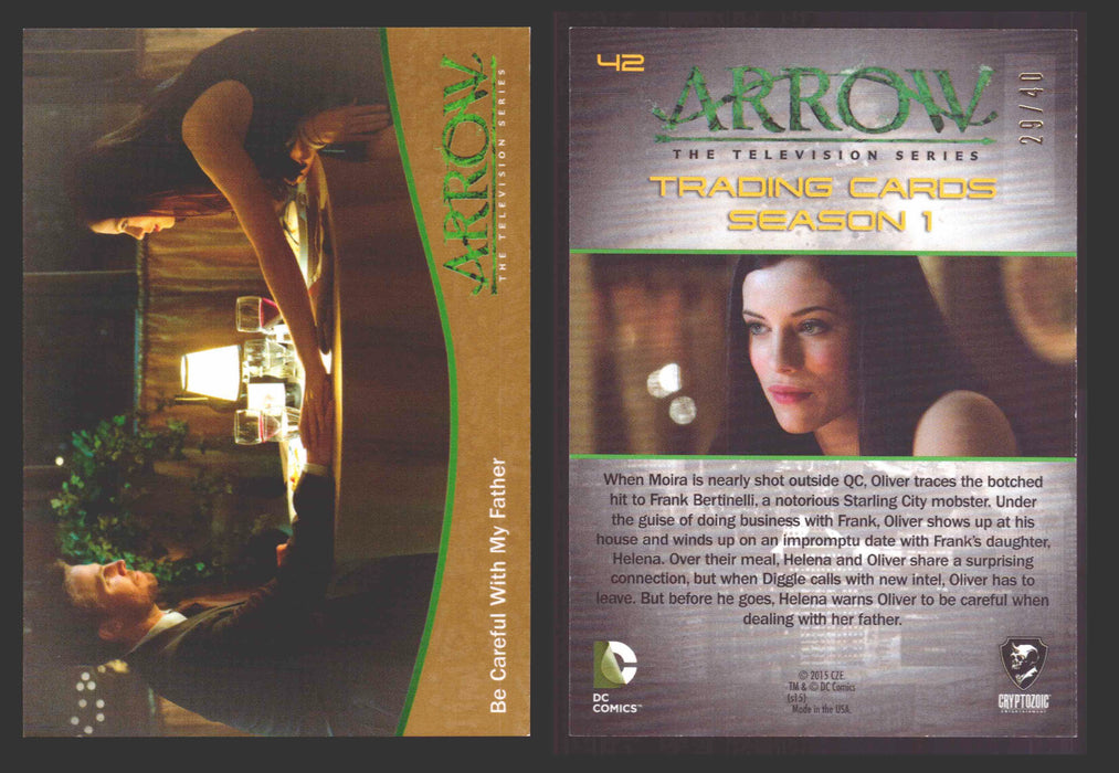 Arrow Season 1 Gold Parallel Base Trading Card You Pick Singles #1-95 xx/40 #	  42   Be Careful With My Father  - TvMovieCards.com